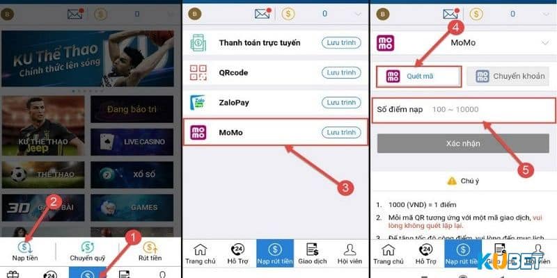 Nạp tiền nhà cái kubet và lưu ý để thành công